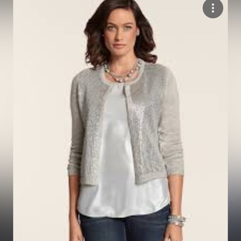 Chico's On Front Button Wool Blend Cardigan size